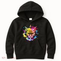 Rainbow Paint Hipster DJ Cat Kids Hoodie thumb 0