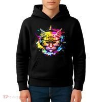 Rainbow Paint Hipster DJ Cat Kids Hoodie thumb 4