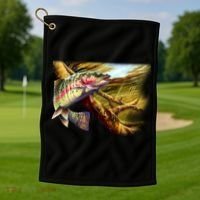 Rainbow Trout Fishing Golf Towel thumb 1