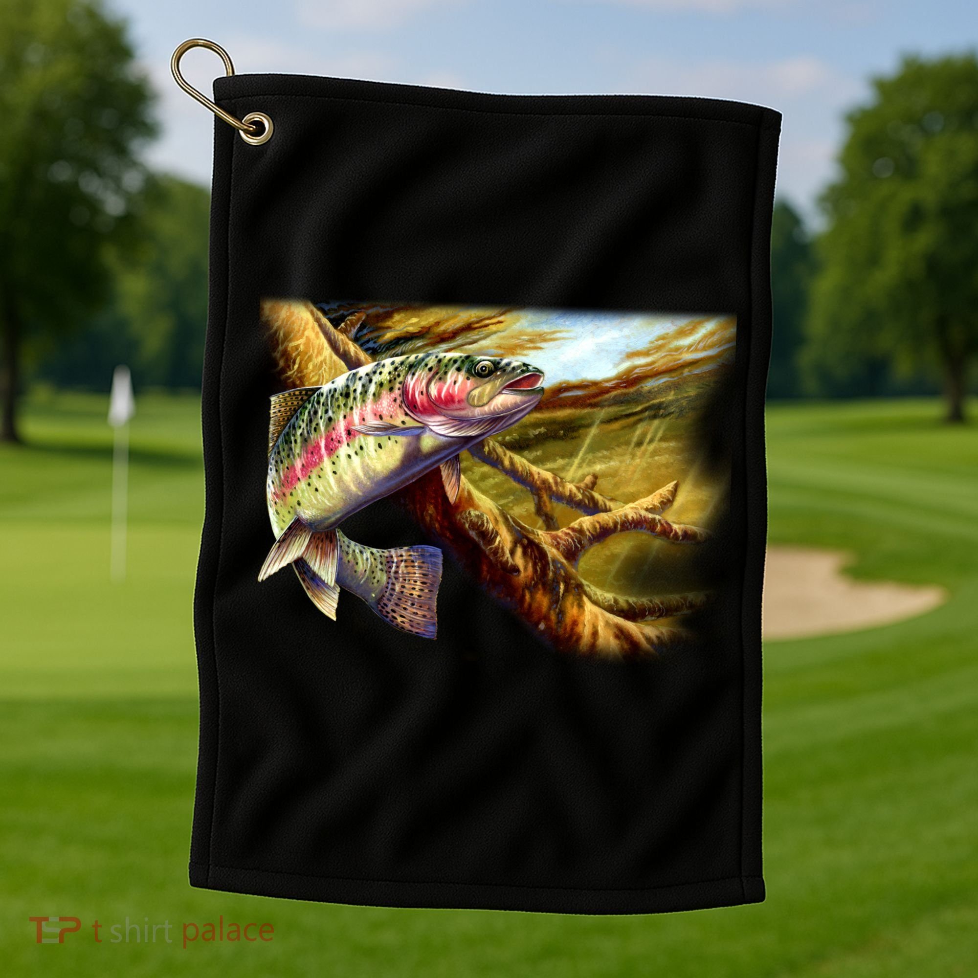 Rainbow Trout Fishing Golf Towel