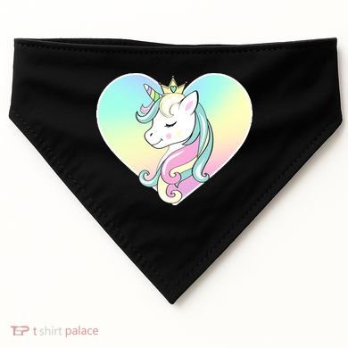 Rainbow Unicorn Heart USA-Made Doggie Bandana