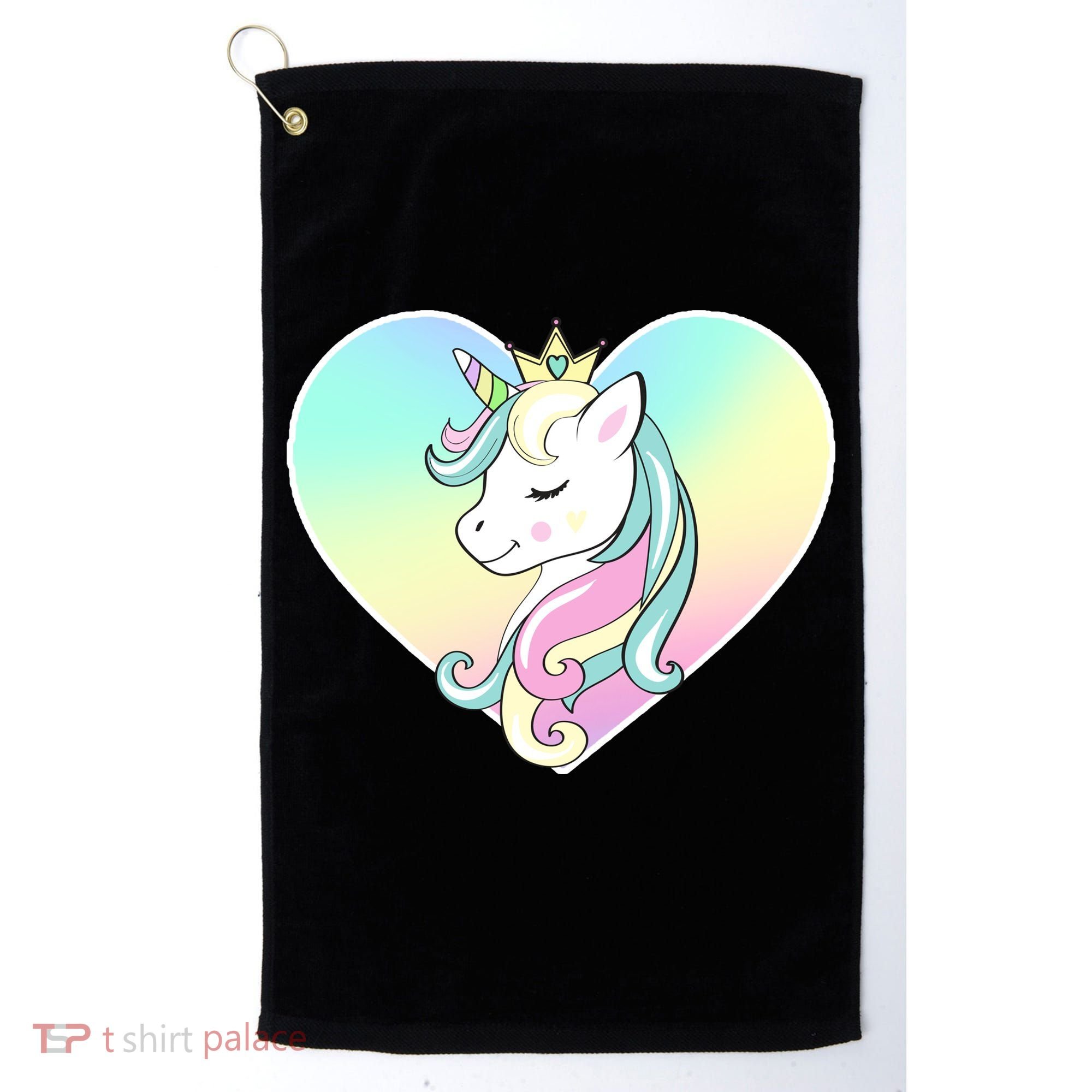 Rainbow Unicorn Heart Golf Towel