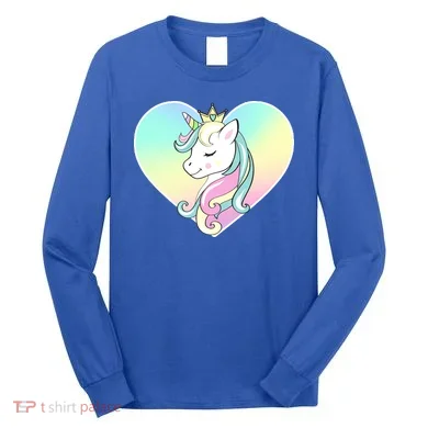 Rainbow Unicorn Heart Long Sleeve Shirt