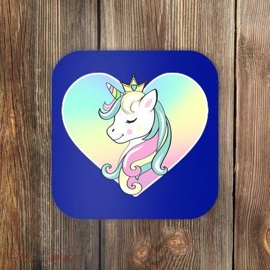 Rainbow Unicorn Heart Coaster