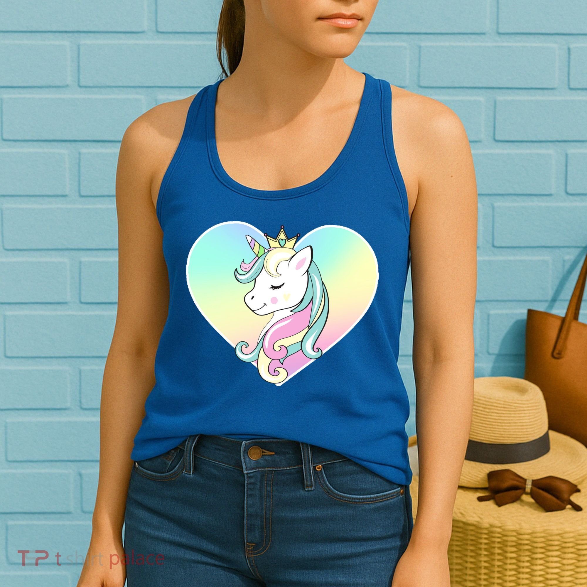 Rainbow Unicorn Heart Women's Tank Top