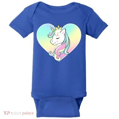 Rainbow Unicorn Heart Baby Bodysuit