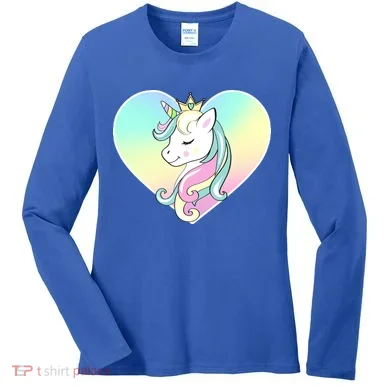 Rainbow Unicorn Heart Women's Long Sleeve Shirt