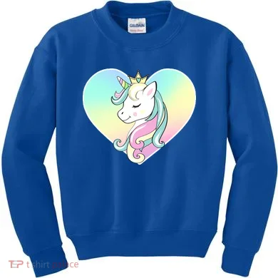 Rainbow Unicorn Heart Kids Sweatshirt