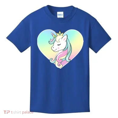 Rainbow Unicorn Heart Kids T-Shirt