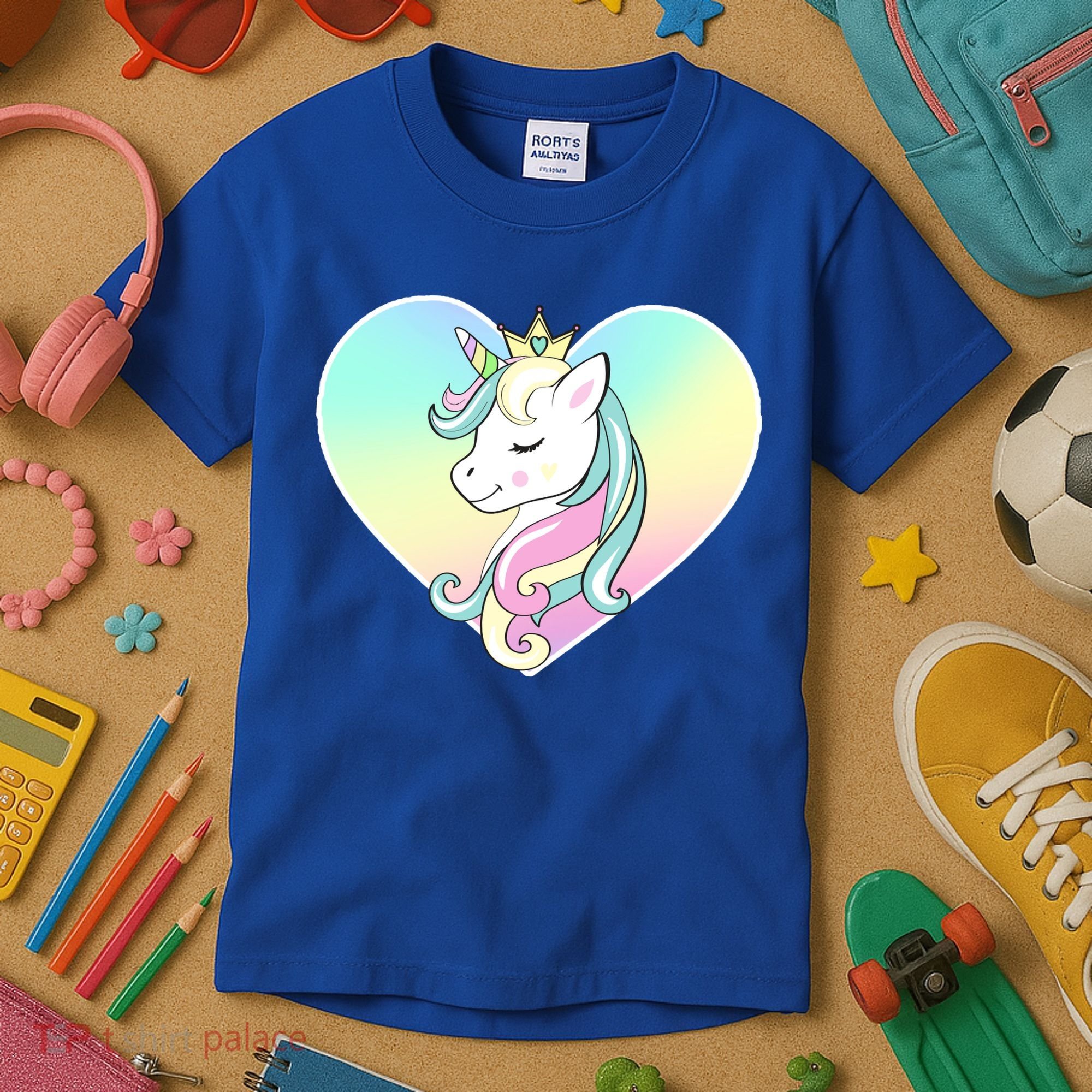 Rainbow Unicorn Heart Kids T-Shirt