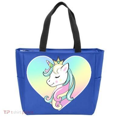 Rainbow Unicorn Heart Tote Bag