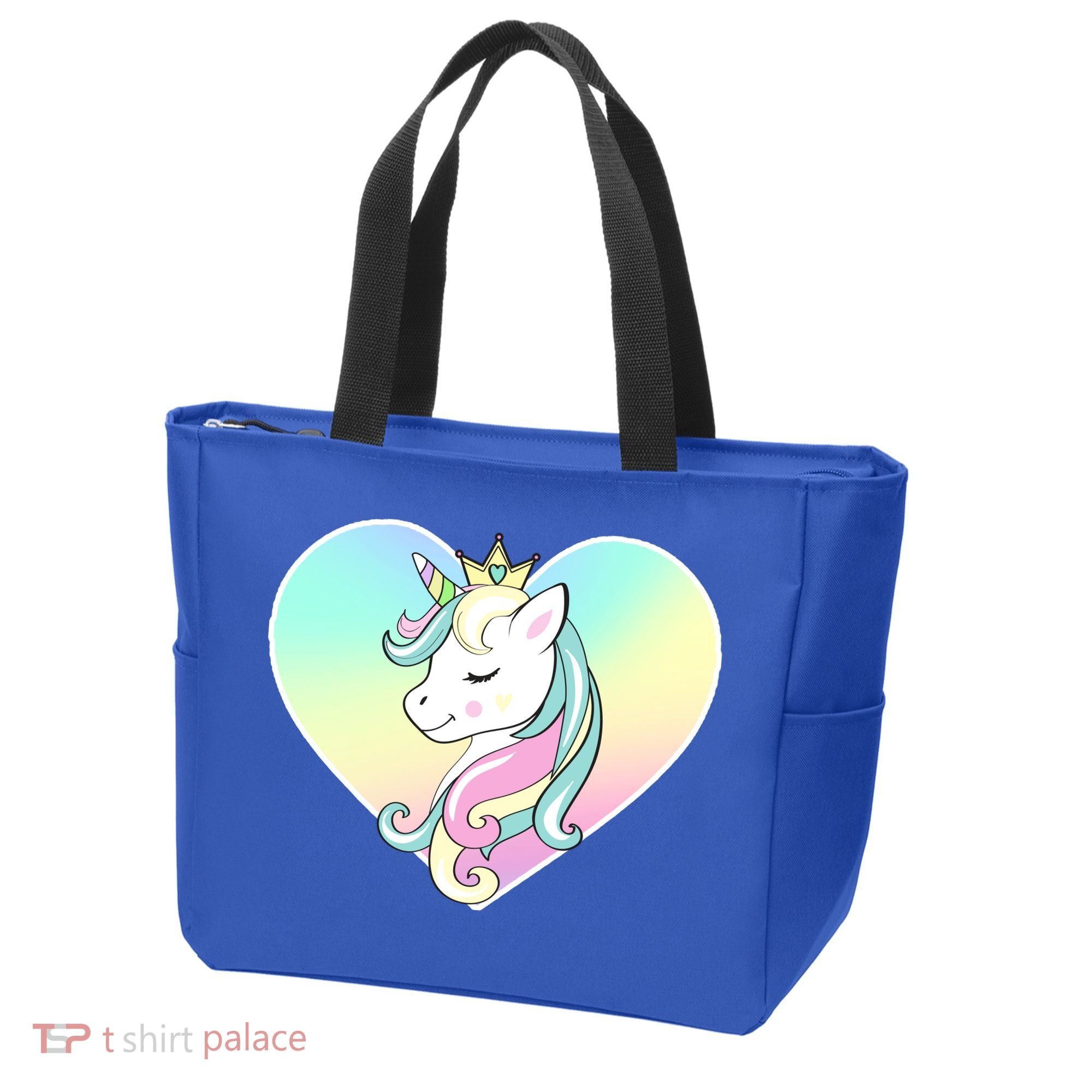Rainbow Unicorn Heart Tote Bag