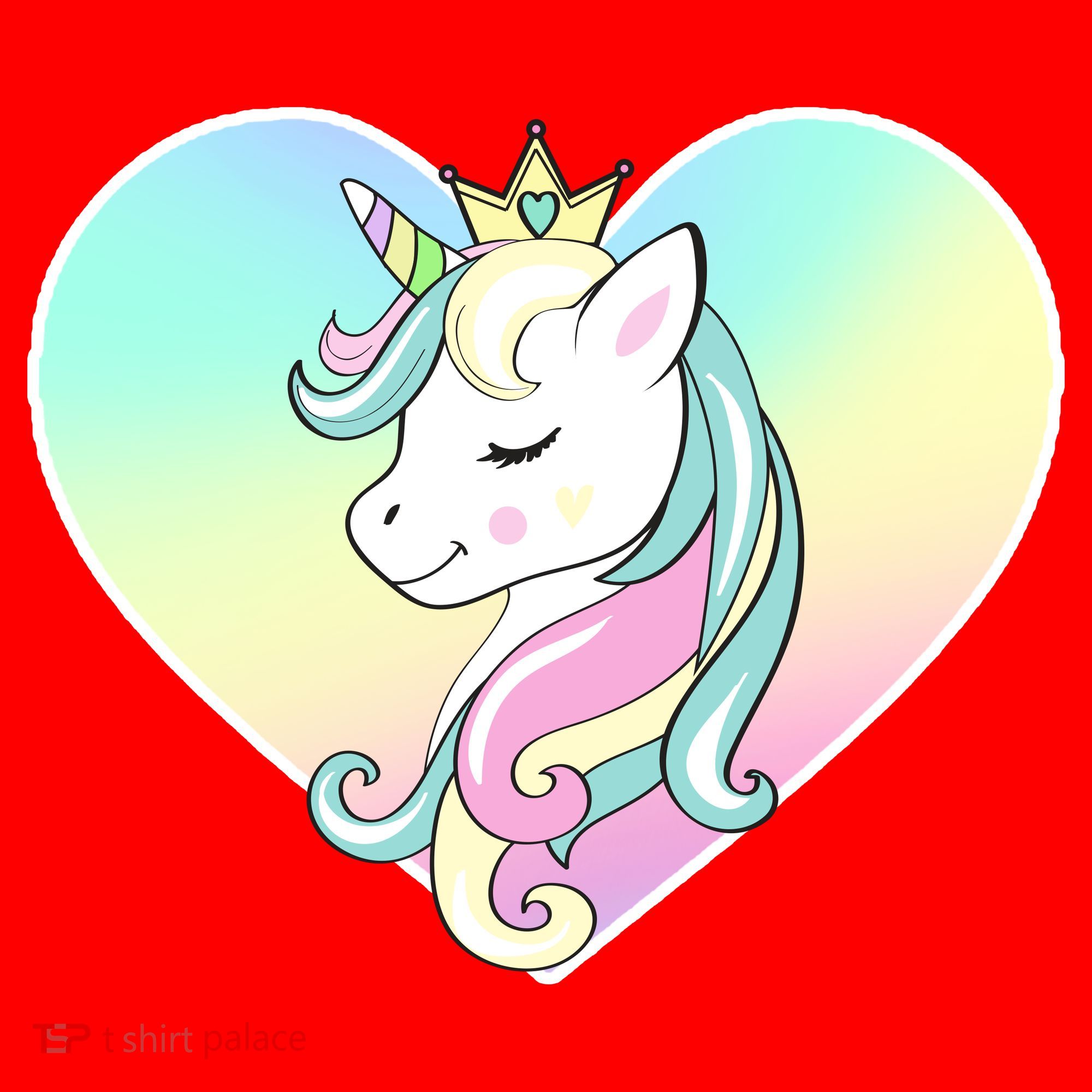 Rainbow Unicorn Heart Santa Hat