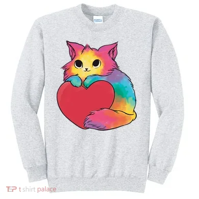 Rainbow Valentine Kitten Sweatshirt