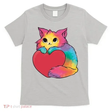 Rainbow Valentine Kitten T-Shirt