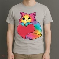 Rainbow Valentine Kitten T-Shirt thumb 3
