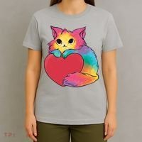 Rainbow Valentine Kitten T-Shirt thumb 4