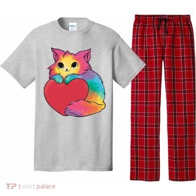 Rainbow Valentine Kitten Pajama Set