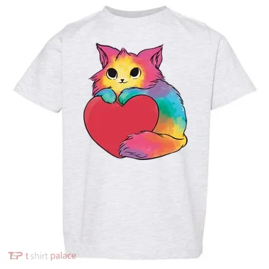 Rainbow Valentine Kitten Toddler T-Shirt