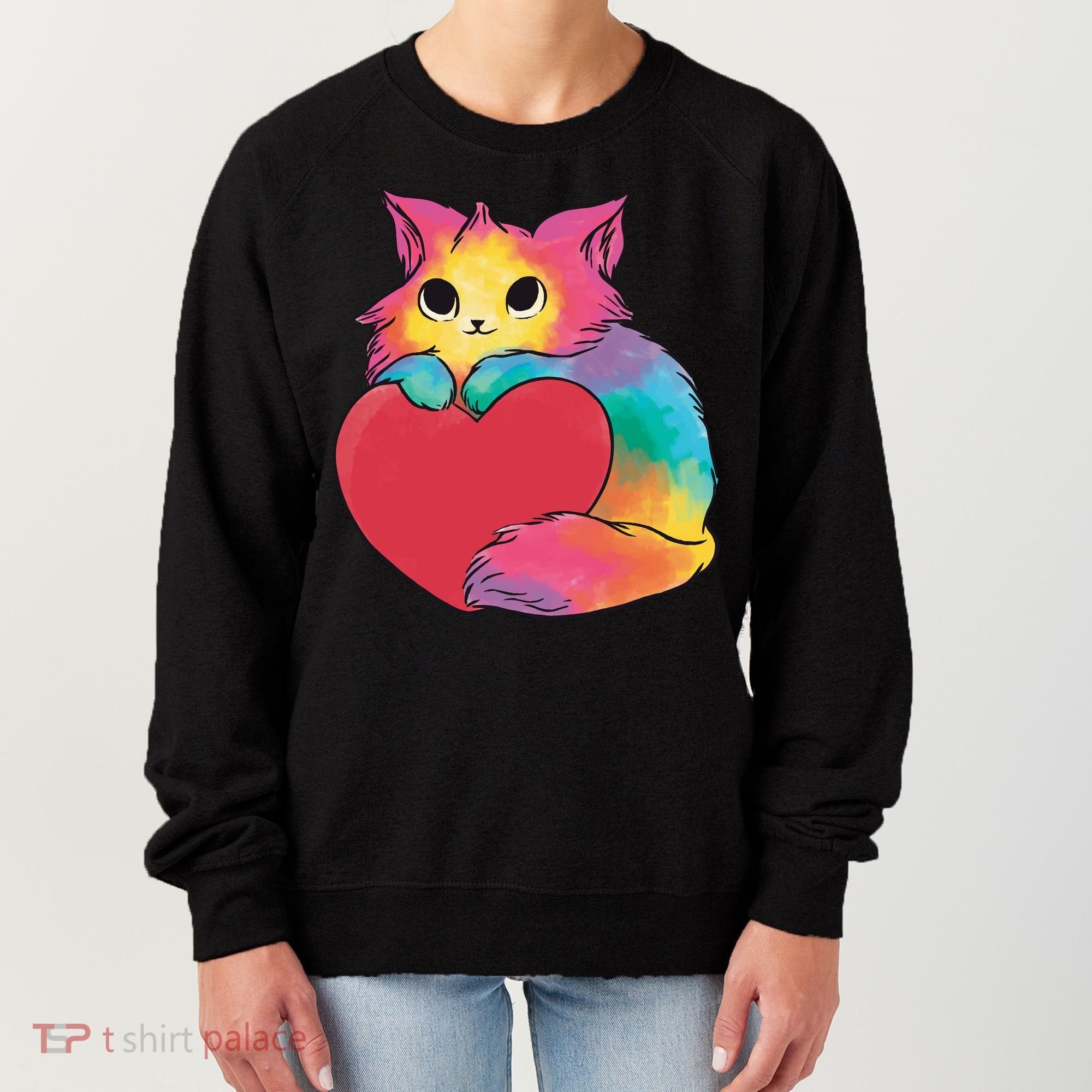 Rainbow Valentine Kitten Women's Sweatshirt