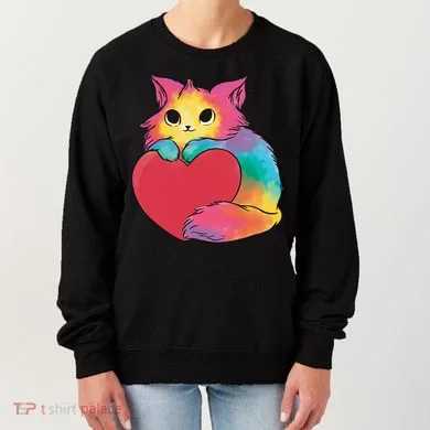 Rainbow Valentine Kitten Women's Sweatshirt