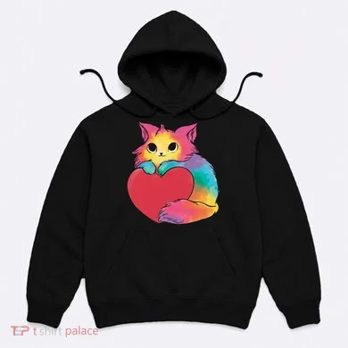 Rainbow Valentine Kitten Hoodie