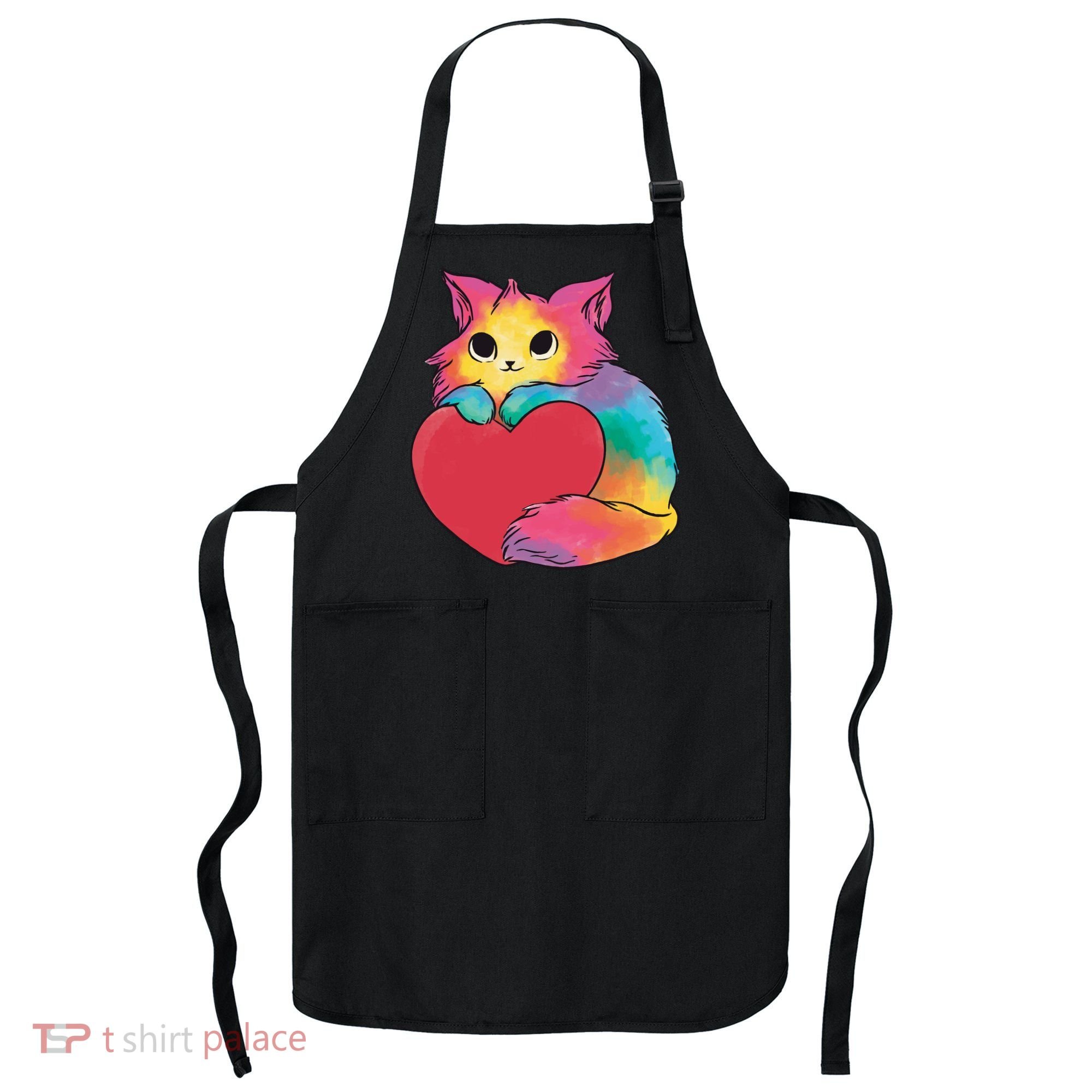 Rainbow Valentine Kitten Apron