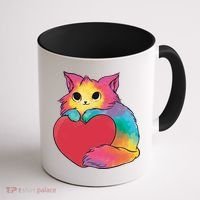 Rainbow Valentine Kitten Coffee Mug thumb 1