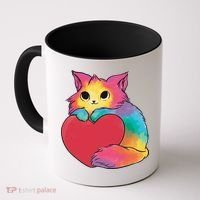 Rainbow Valentine Kitten Coffee Mug thumb 0