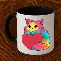 Rainbow Valentine Kitten Coffee Mug thumb 2