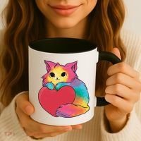 Rainbow Valentine Kitten Coffee Mug thumb 3
