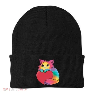 Rainbow Valentine Kitten Beanie