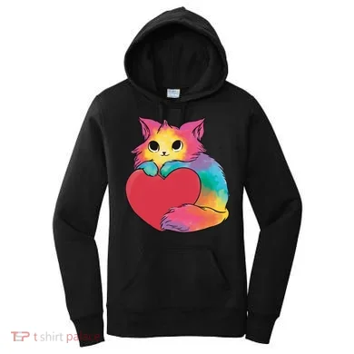 Rainbow Valentine Kitten Women's Hoodie