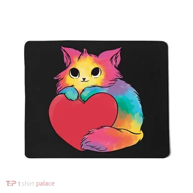 Rainbow Valentine Kitten Mousepad