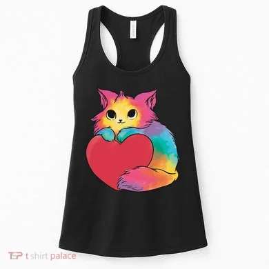 Rainbow Valentine Kitten Women's Tank Top