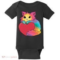 Rainbow Valentine Kitten Baby Bodysuit thumb 0