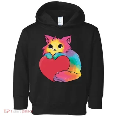 Rainbow Valentine Kitten Toddler Hoodie