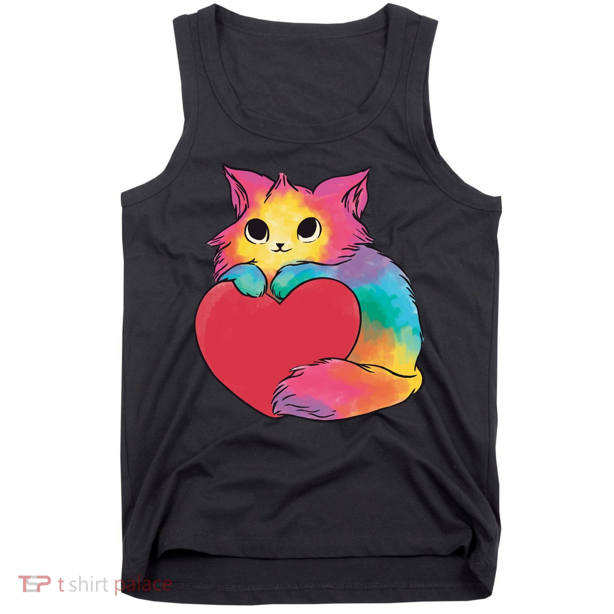 Rainbow Valentine Kitten Tank Top
