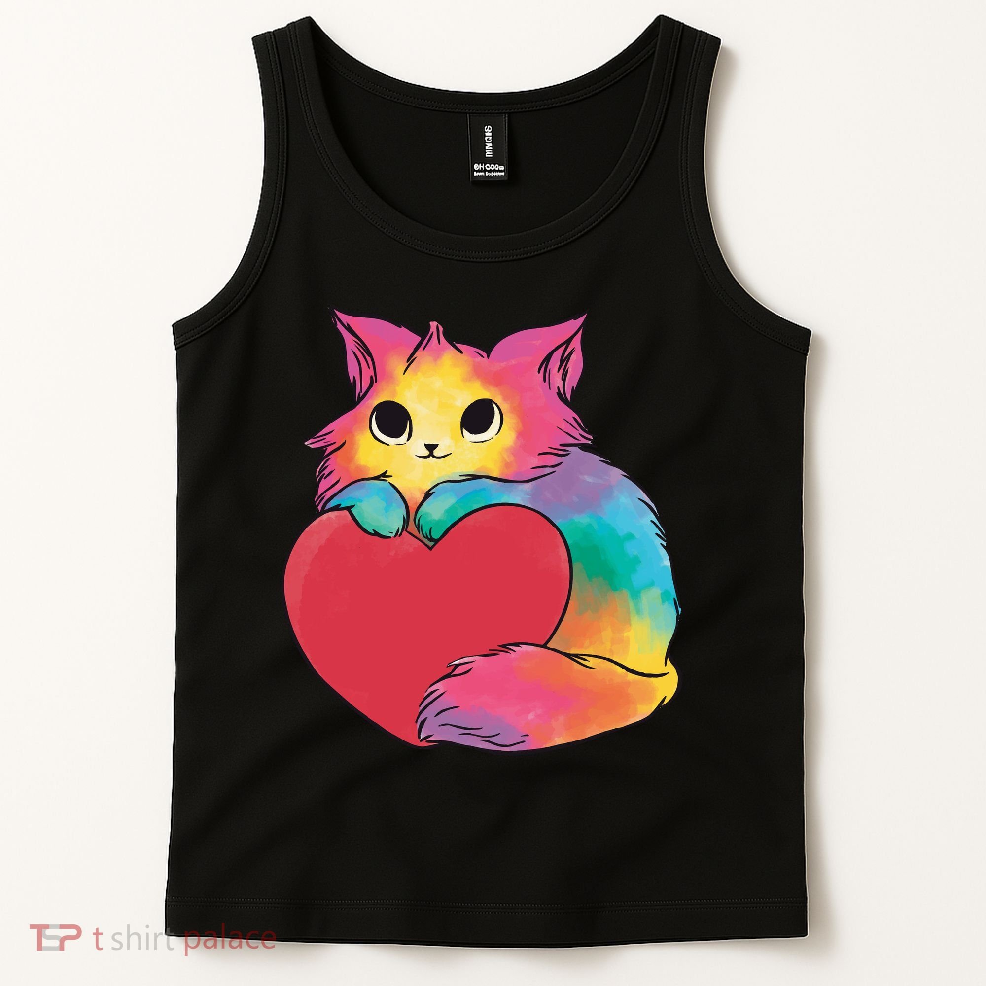Rainbow Valentine Kitten Tank Top