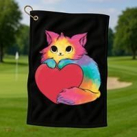 Rainbow Valentine Kitten Golf Towel thumb 1