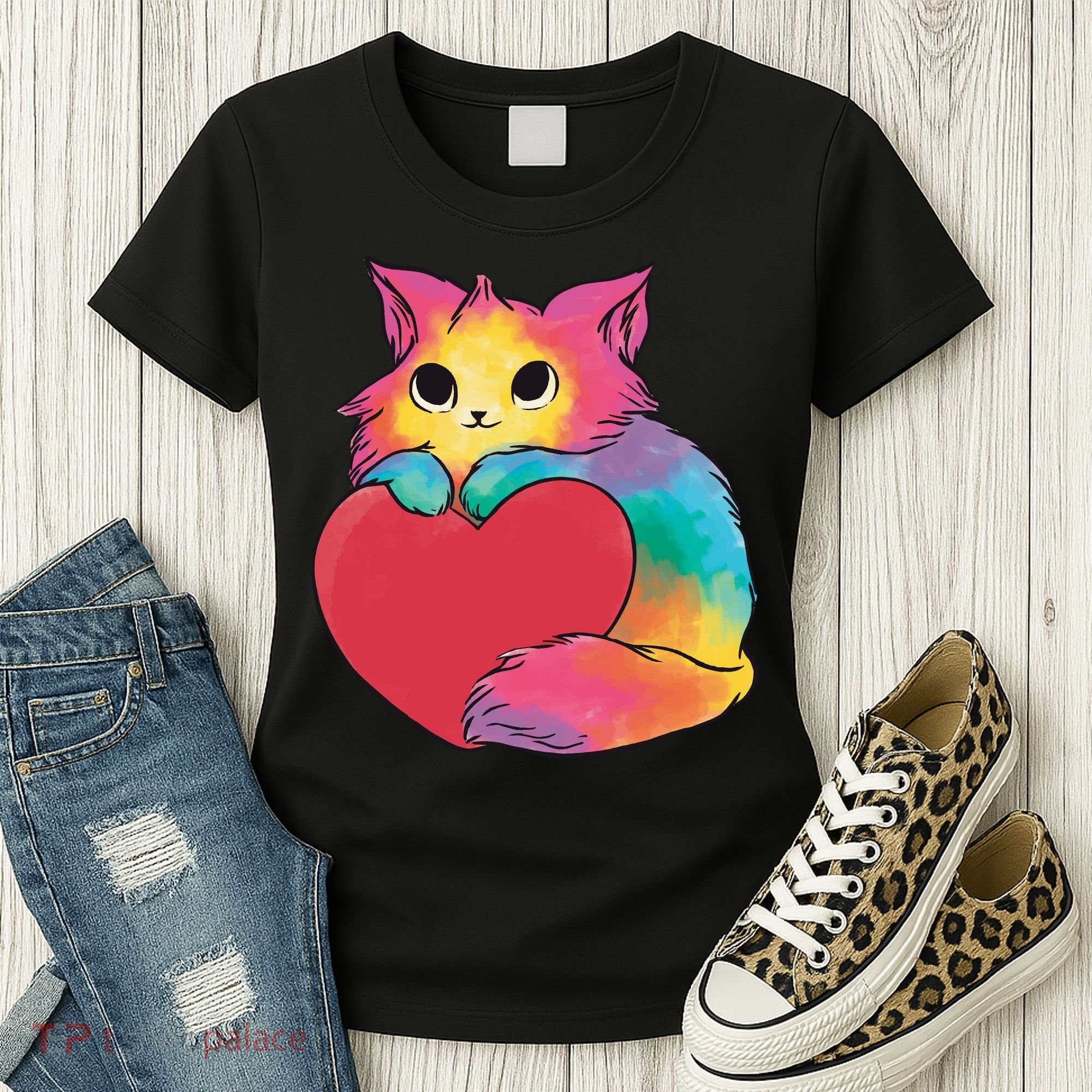 Rainbow Valentine Kitten Women's T-Shirt
