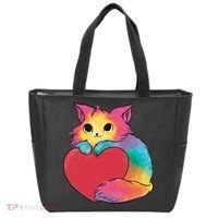Rainbow Valentine Kitten Tote Bag thumb 0