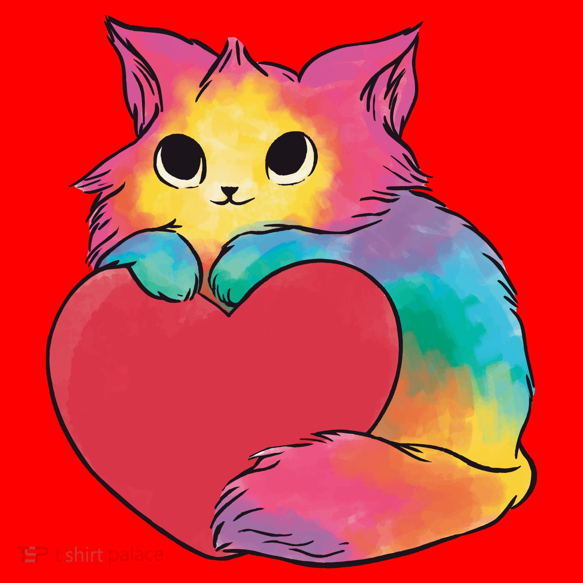 Rainbow Valentine Kitten Santa Hat