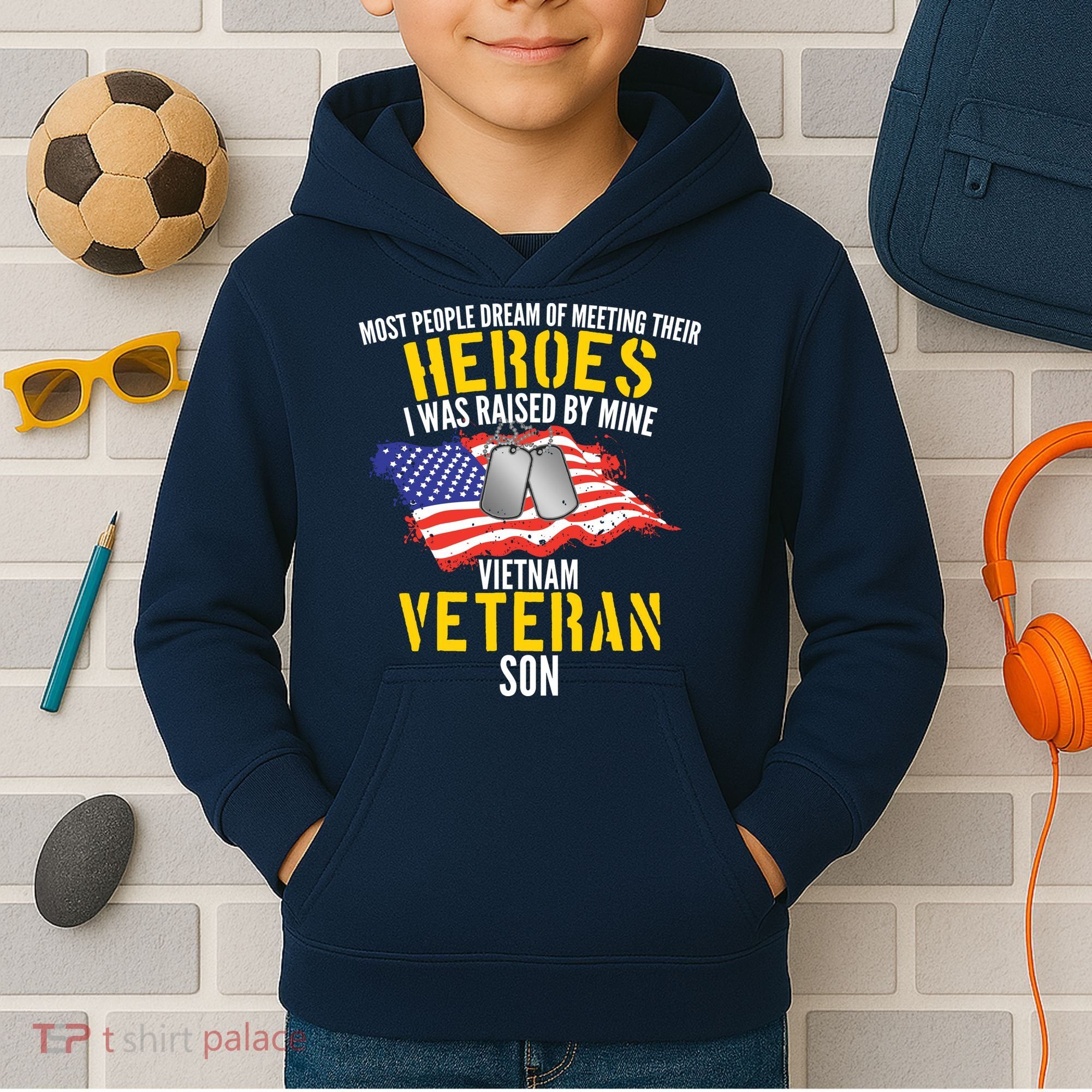 Raised By My Hero Proud Vietnam Veterans Son Kids Hoodie