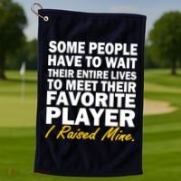 Raised My Favorite Player Golf Towel thumb 1