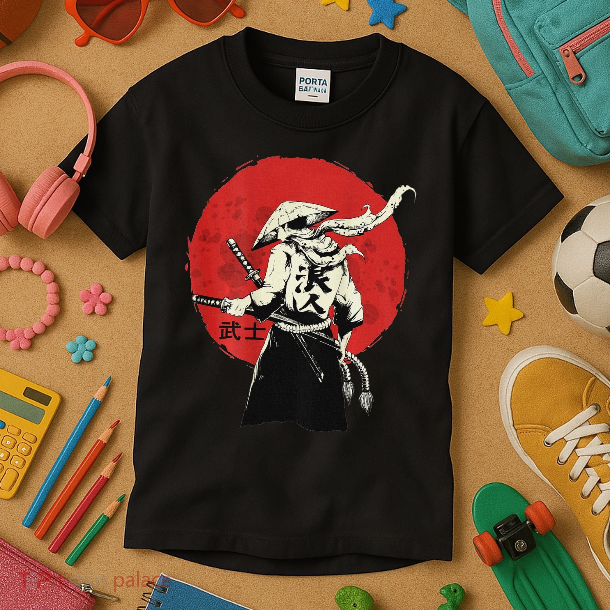 Retro Ancient Japan Samurai Warrior Tokyo Samurai Katana Kids T-Shirt