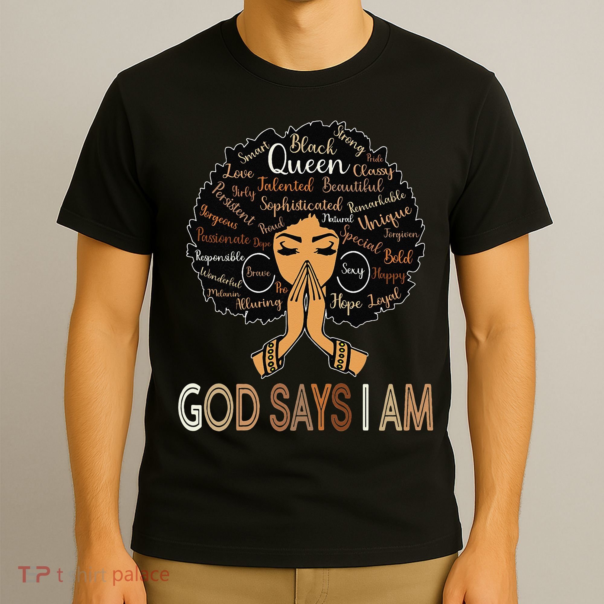 Retro Afro Juneteenth Vintage Black History God Says I Am T-Shirt