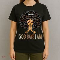 Retro Afro Juneteenth Vintage Black History God Says I Am T-Shirt thumb 4