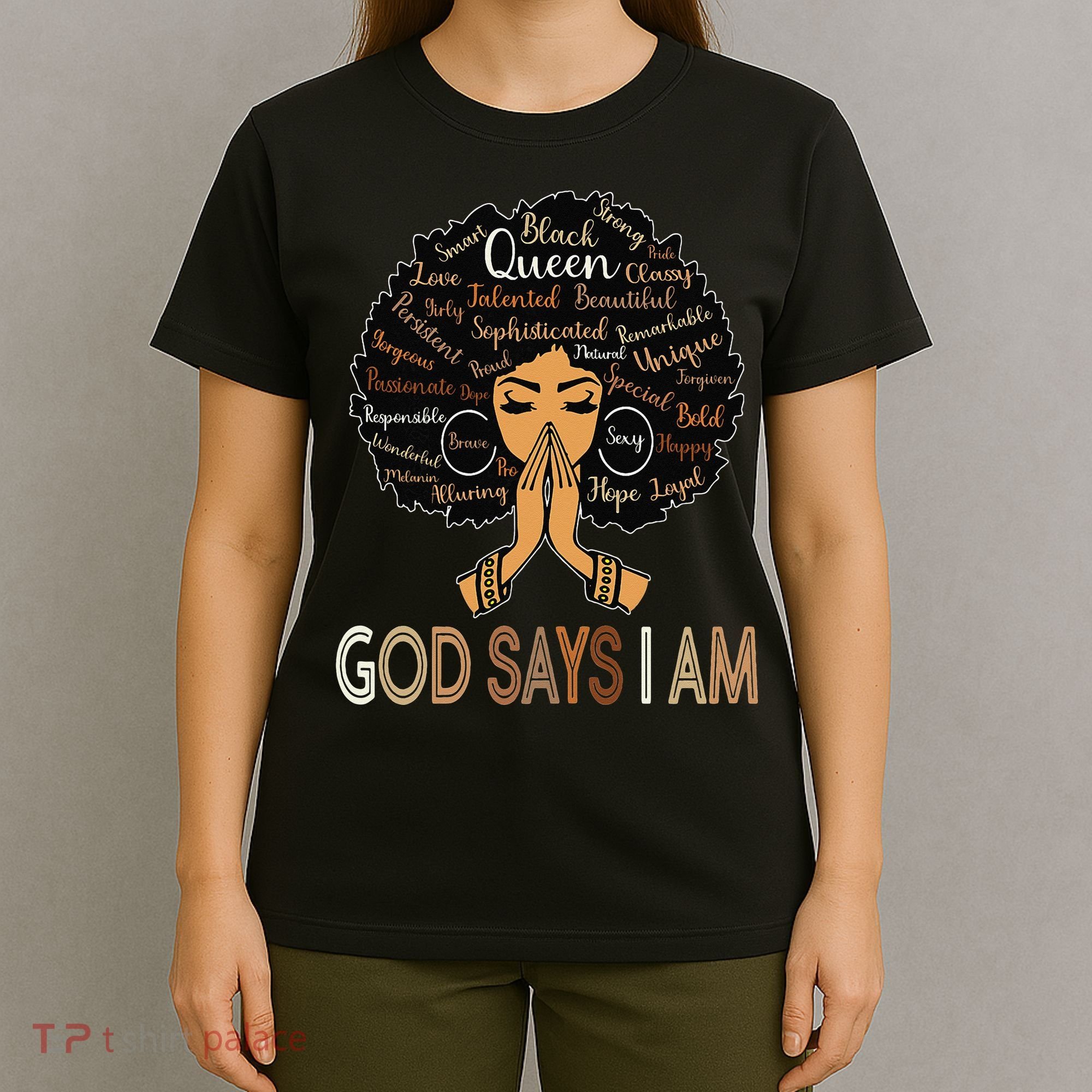 Retro Afro Juneteenth Vintage Black History God Says I Am T-Shirt