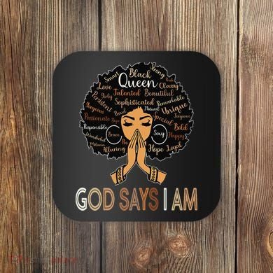 Retro Afro Juneteenth Vintage Black History God Says I Am Coaster